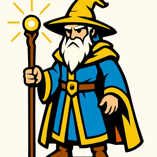 Light wizard con cuerpo entero.
In-Game asset.  2d.  High contrast.  No shadows