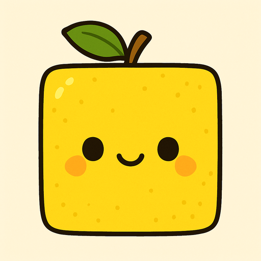 Perfectly square yellow lemon. Cartoon style. Cute art style. Simple vector style.