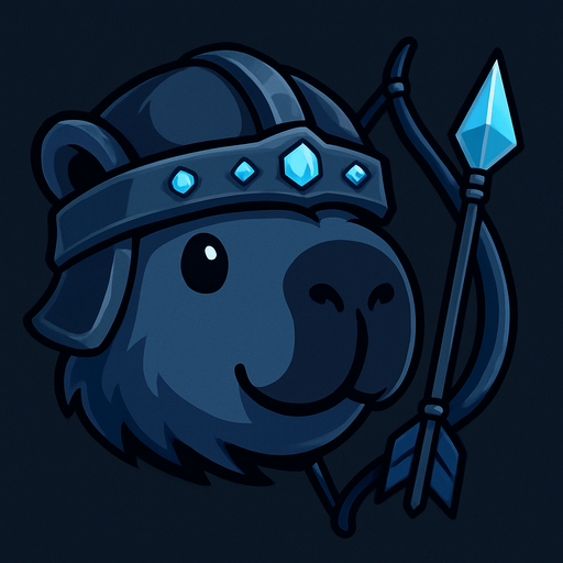 Elimina la resortera. Añadele un arco y una fleca con la punta de hielo. Dale unos colores mas frios a la ilsutracion. Adorna el casco con piedras birllantes celestes.