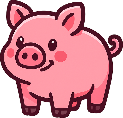 tatlı bir pembe domuz.
In-Game asset.  2d.  High contrast.  No shadows