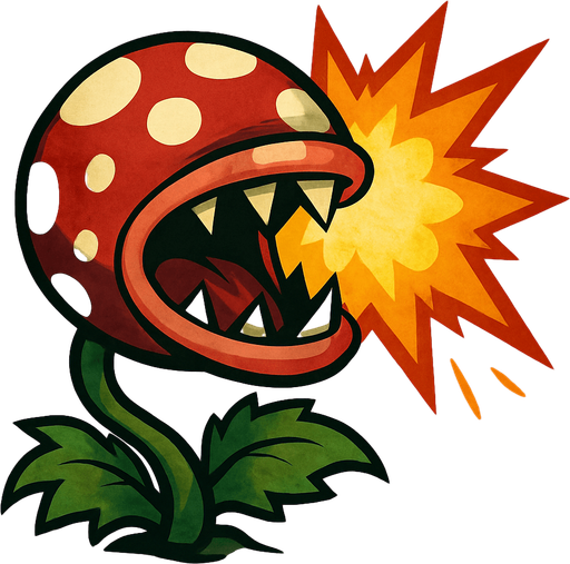 Piraña explosiva del plantas vs zombies.
In-Game asset.  2d.  High contrast
