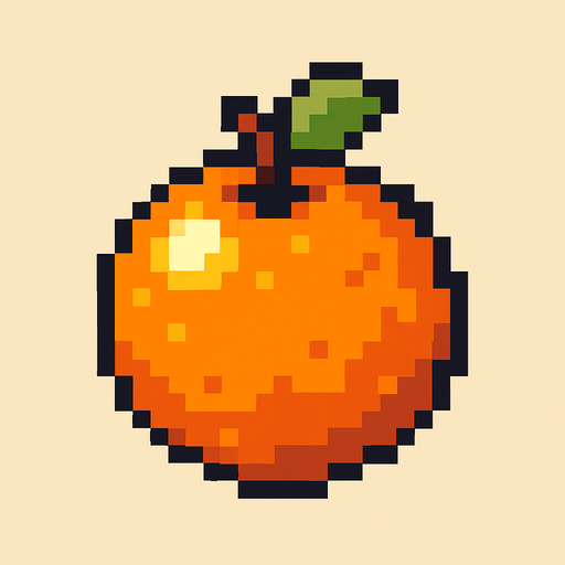 make pixel art 2d orange.
In-Game asset.  2d.  High contrast.  No shadows