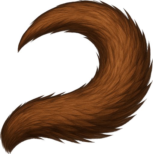 A realistic brown dog tail.
In-Game asset.  2d.  High contrast.  No shadows