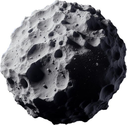 asteroid.
Single Game Texture.  In-Game asset.  Blank background.  High contrast.  No shadows