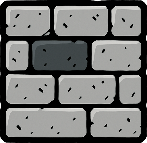 wall block.
In-Game asset.  2d.  High contrast.  No shadows