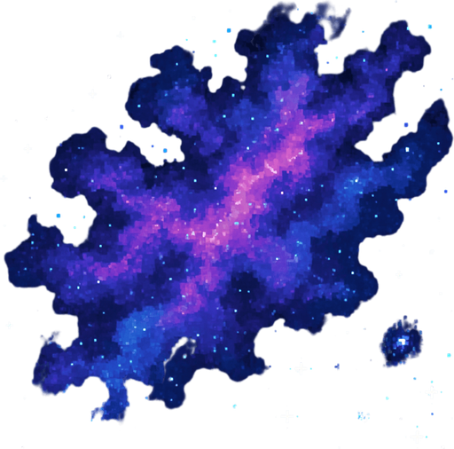 Space nebula background, cosmic clouds, purple and blue colors, stars and galaxies, sci-fi atmosphere, 2D pixel art.
In-Game asset.  2d.  High contrast.  No shadows