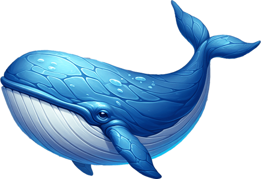 Blue Whale.
Single Game Texture.  In-Game asset.  2d.  Blank background.  No shadows