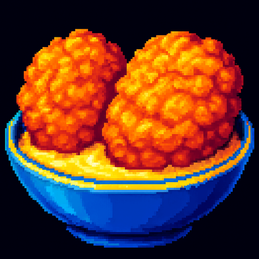 2 Cakes of ground fish dipped in raw batter.