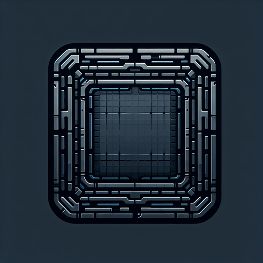 Scifi Square with thin, rounded corners. Dark grey. 2d.
Single Game Texture. Little blue outline