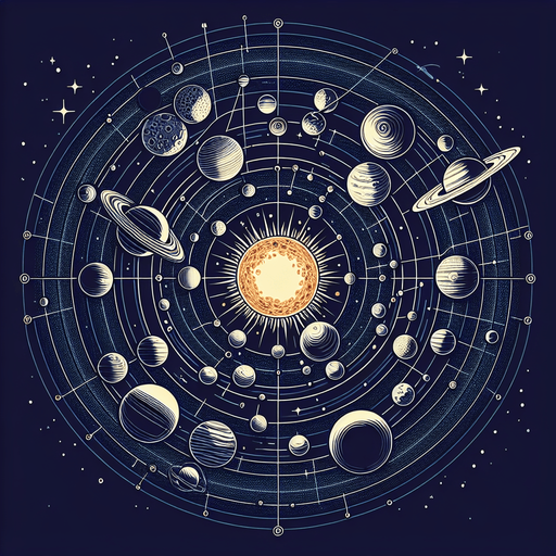 Le système solaire..
Single Game Texture. In-Game asset. 2d. Blank background. High contrast. No shadows.