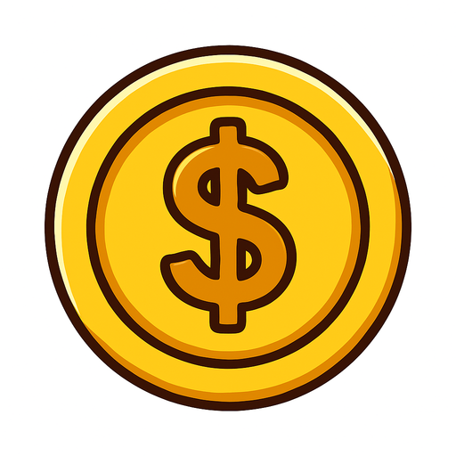 Dolar Simgeli Altın.
In-Game asset.  2d.  High contrast.  No shadows