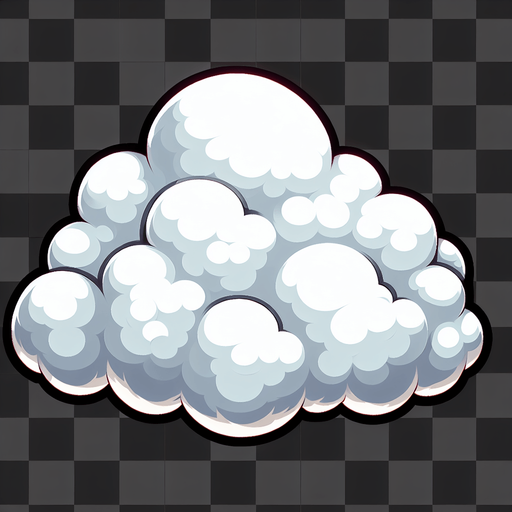 A fluffy white cloud.
Single Game Texture. In-Game asset. 2d. Blank background. High contrast. No shadows.