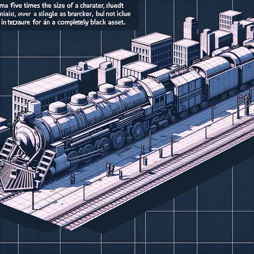 Train covering  5 blocks and 5 times bigger than tha character.
Single Game Texture. In-Game asset. 2d. Blank background. High contrast. No shadows.