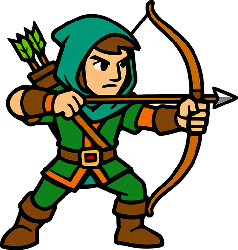 An archer.
In-Game asset.  High contrast.  No shadows