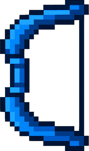 blue pixel bow for 2d game archer.
In-Game asset.  2d.  High contrast.  No shadows