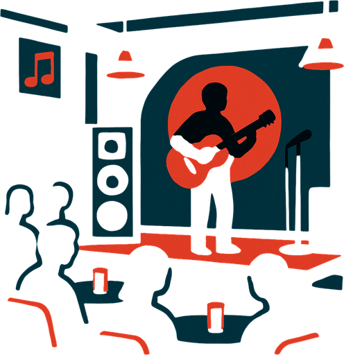 dark mode müzik çalınan mekan.
In-Game asset.  2d.  High contrast.  No shadows