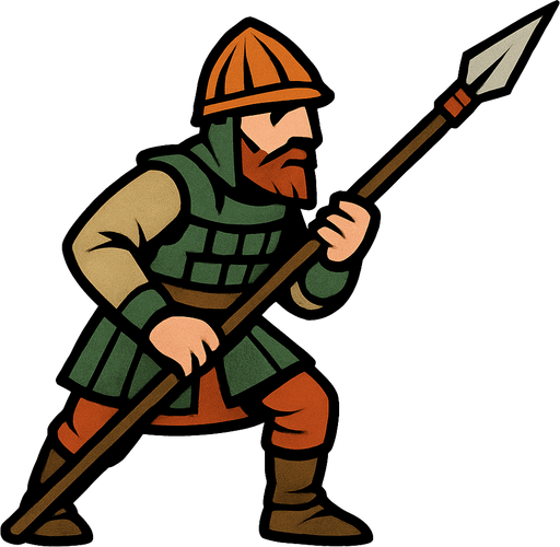 Mızraklı piyade asker.
In-Game asset.  2d.  High contrast.  No shadows