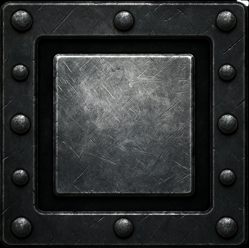 Different metal backgrounds, square inside square.
In-Game asset.  2d.  High contrast.  No shadows