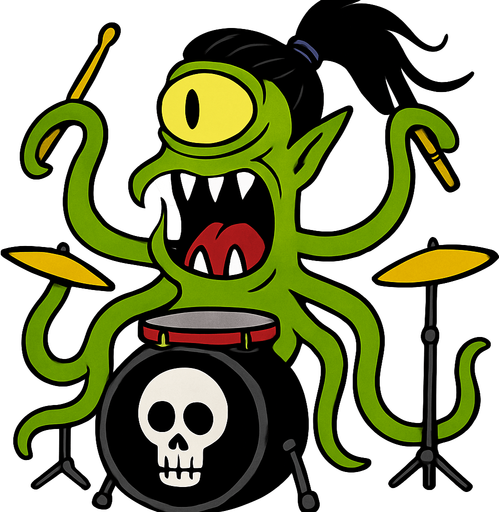 Make my character have more tentacle based hands and make him have dark black hair with a ponytail (make my character's background white)