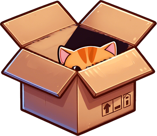 Cute cartoon line art ginger cat peeking from a box