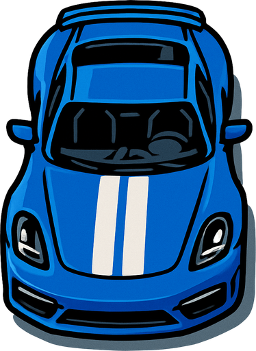 a top down sport blue car.
In-Game asset.  2d.  High contrast.  No shadows