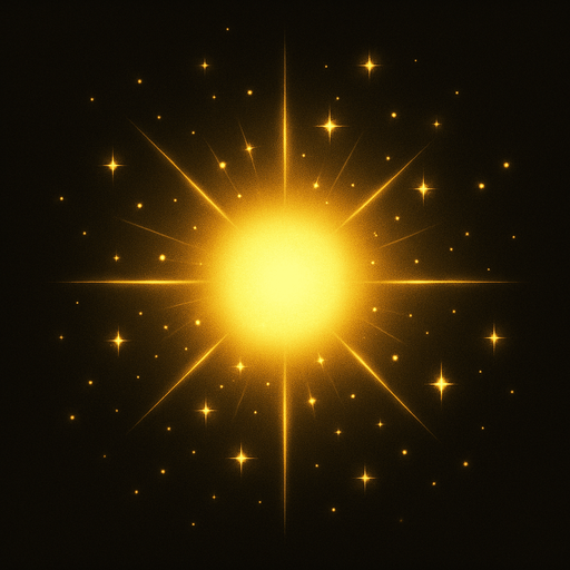 A magical yellow light glowing softly, with radiant beams and sparkling particles floating around. The light has a warm, enchanting aura that illuminates its surroundings with a golden hue. The atmosphere feels mystical and inviting, perfect for fantasy scenes or magical effects..
In-Game asset.  2d.  High contrast.  No shadows