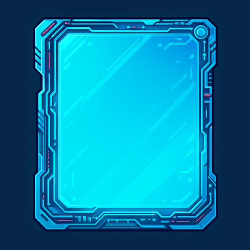 Cyberpunk. abstract. Glass electronic empty tablet. Blue sky color.
In-Game asset.  2d.  High contrast.  No shadows. No background