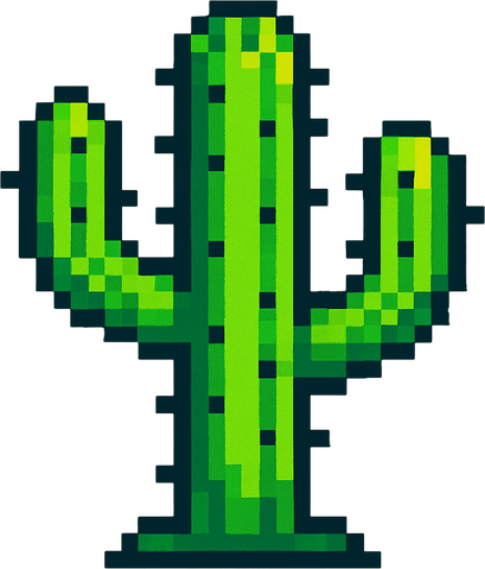 2D Retro kaktüs.
In-Game asset.  2d.  High contrast.  No shadows