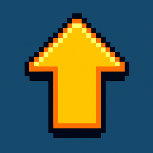 pixelart arrow up.
In-Game asset.  2d.  High contrast.  No shadows