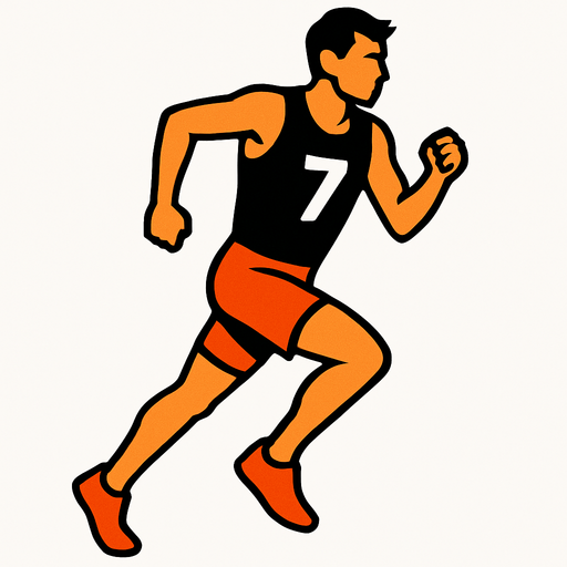 runner with a black shirt with number 7.
In-Game asset.  2d.  High contrast.  No shadows