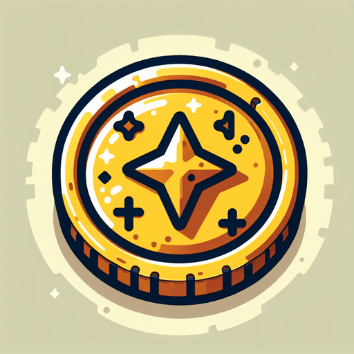 coin.
Single Game Texture. In-Game asset. 2d. Blank background. High contrast. No shadows.