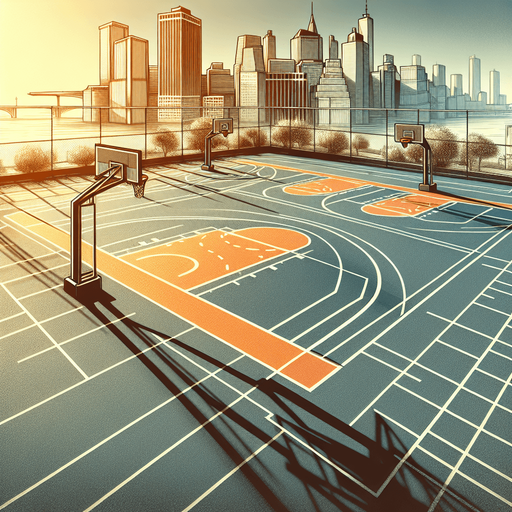 un terrain de basketball.