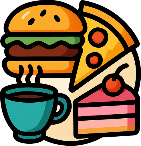 ultraburgerpizzacafecake.
In-Game asset.  2d.  High contrast.  No shadows