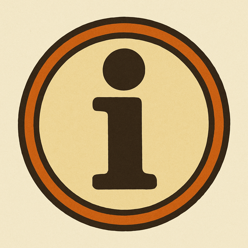 Information symbol in professor Layton game style artwork.
In-Game asset.  2d.  High contrast.  No shadows