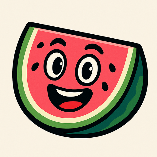 Watermelon with eye and mouth animation.
In-Game asset.  2d.  High contrast.  No shadows