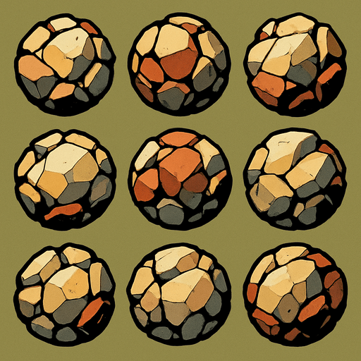 Pack of rocks shots.sphere.
In-Game asset.  2d.  High contrast.  No shadows