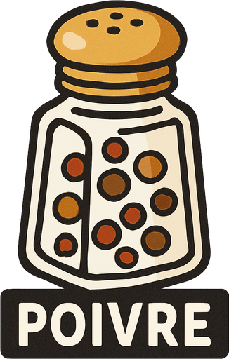 Poivre.
In-Game asset.  2d.  High contrast.  No shadows