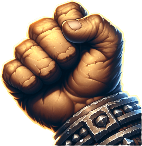 warcraft 3 art of a fist..
Single Game Texture. In-Game asset. 2d. Blank background. High contrast. No shadows.