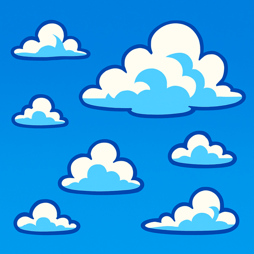 A blue sky with some clouds.
In-Game asset.  High contrast.  No shadows
