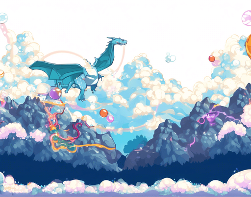 Add colourful bubbles and dragons from the Bubble Booble game of the arcade of the 80s