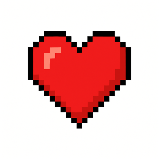 pixel heart.
In-Game asset.  2d.  High contrast.  No shadows