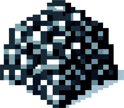 black coal. Single Game Texture. In-Game asset. 2d. Blank background. High contrast. No shadows. pixelated. 8 bit