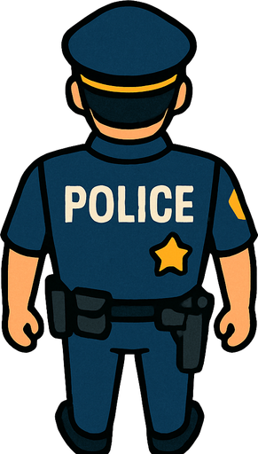 kuş bakışı polis ama kuzeye doğru baksın.
In-Game asset.  2d.  High contrast.  No shadows