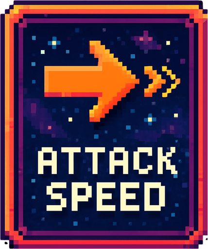 Карточка с изоброжение скорости атака пиксельная карточка улучшения пиксельная космическая.
In-Game asset.  2d.  High contrast.  No shadows