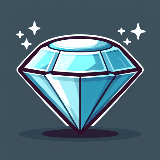 Алмаз, мультяшный.
Single Game Texture.  In-Game asset.  2d.  Blank background.  High contrast.  No shadows