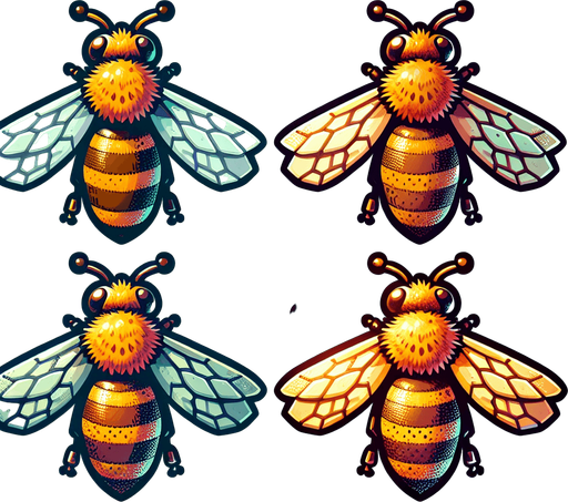 A  honeybee.
Single Game Texture. In-Game asset. 2d. Blank background. High contrast. No shadows.