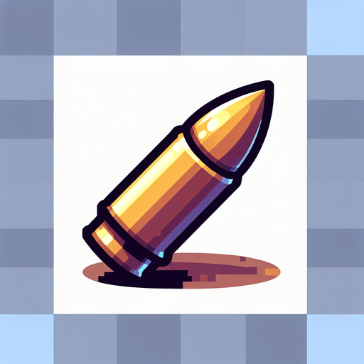 Large Bullet.
Single Game Texture. In-Game asset. 2d. Blank background. High contrast. No shadows.