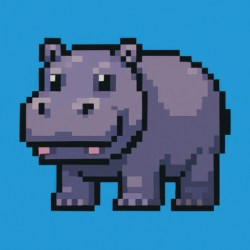 Hippo pixel.
In-Game asset.  2d.  High contrast.  No shadows