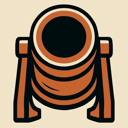 only the mouth part of the cannon and looking at the vertical.
In-Game asset.  2d.  High contrast.  No shadows