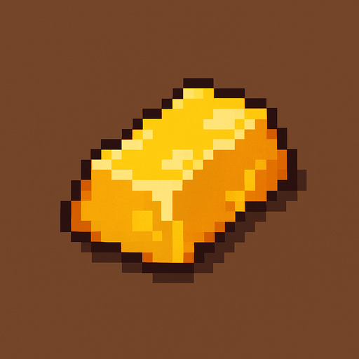 2d pixel bir külçe altın.
In-Game asset.  2d.  High contrast.  No shadows